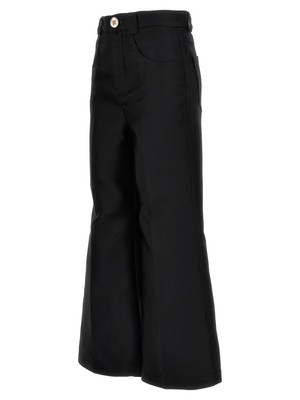 Pre-owned Giambattista Valli Cropped Silk Blend Pants In Black