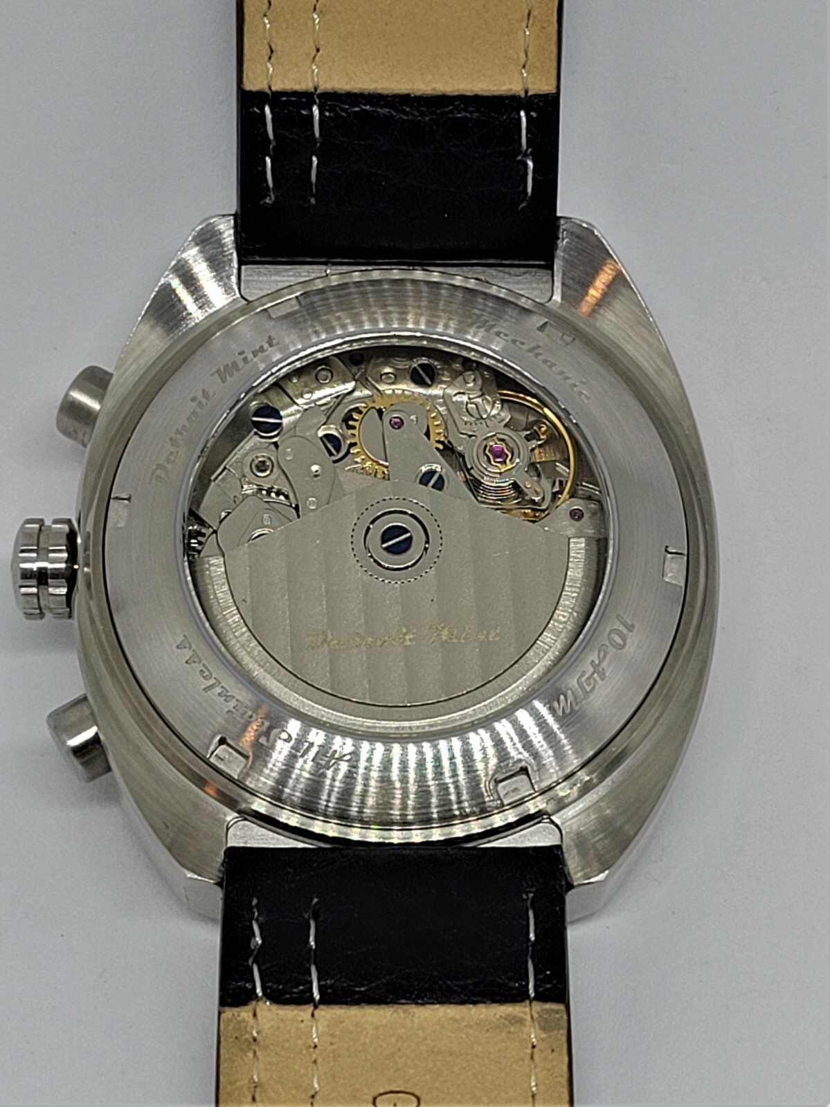 Pre-owned Detroit Mint Mechanic Automatic Chronograph Reverse Panda 7734 Style