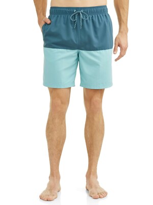 George Men's Swim Trunks Shorts Size 2XL (44-46)  Blue Turquoise  8'' Inseam 