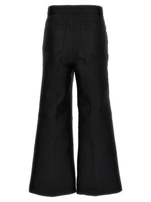 Pre-owned Giambattista Valli Cropped Silk Blend Pants In Black