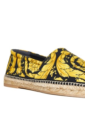 Pre-owned Versace Espadrilles With Baroque Print In Black