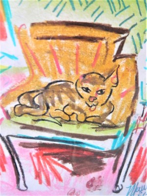 MAURICE HANSON Pastel of his Cat 