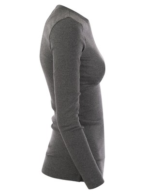 Pre-owned Brunello Cucinelli Ribbed Stretch Cotton Jersey T-shirt With Jewellery In Gray