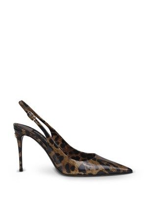 Pre-owned Dolce & Gabbana Animalier Print Slingback Pumps In Brown