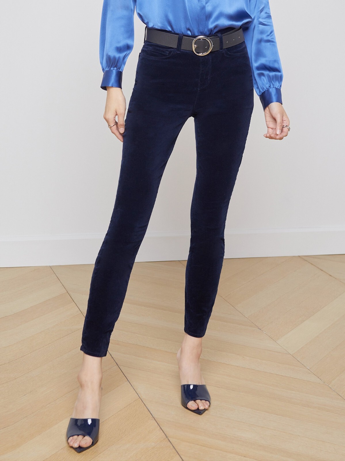 L'AGENCE Monique Ultra High Rise Skinny Jeans Women's 29 Dark Navy Pockets Zip - Picture 1 of 13