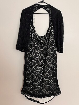 New! Torrid Sz 5X Black Lace Ruched Bodycon Dress w/Cutout Back Party MSRP$68.5