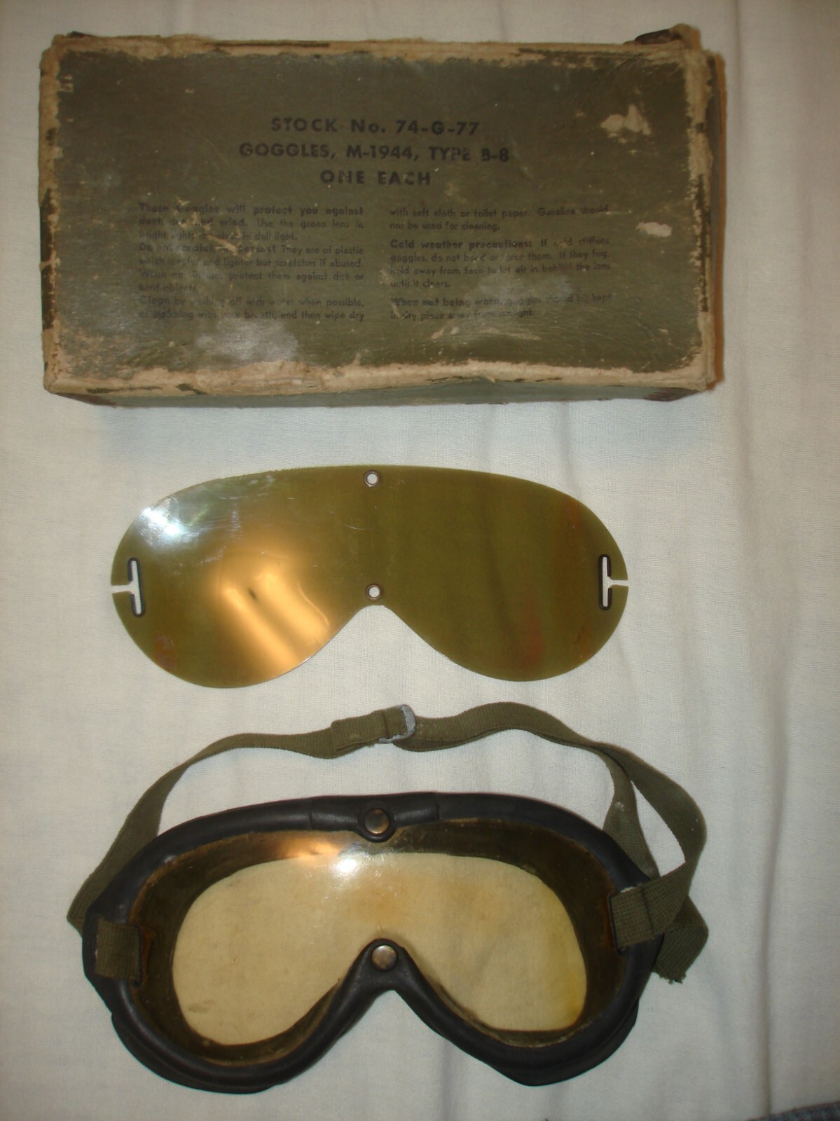 WWII Original M1944 Goggles w/Box and Extra Lens No 74G77のeBay公認海外通販