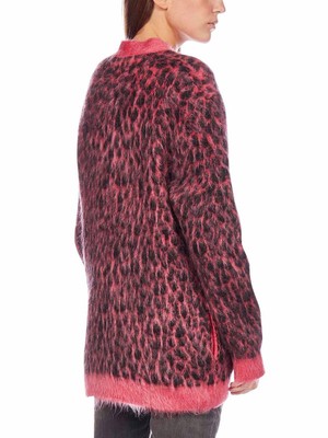 Pre-owned Saint Laurent Leopard Knitted Cardigan In Pink