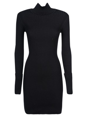 Pre-owned Rabanne Paco  Turtleneck Longsleeved Knit Dress S In Black