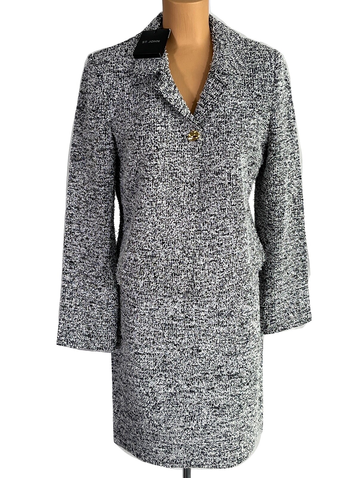 NWT ST. JOHN Knits Eyelash Tweed Jacket Blazer Skirt Suit sz