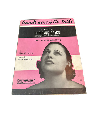 Hands Across The Table  by Lucienne Boyer 1934 Sheet Music