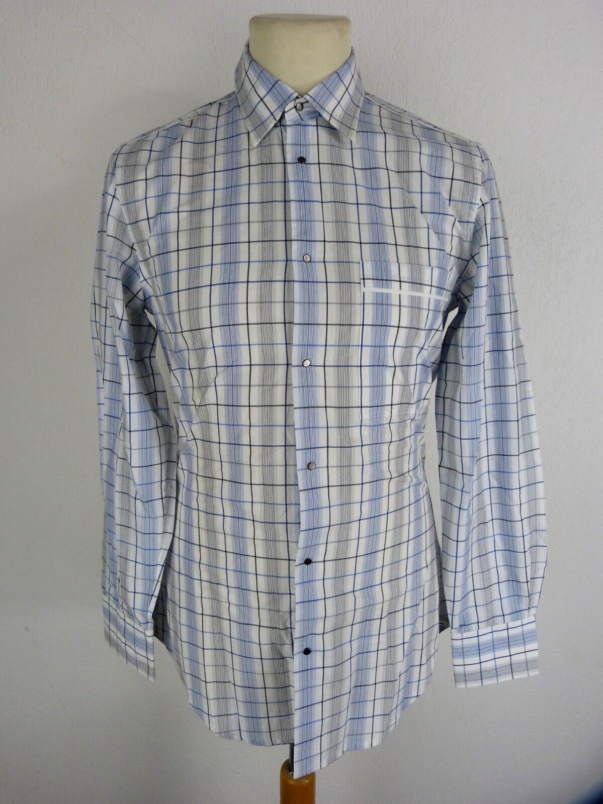 Thierry Mugler Chemise Taille 39 Slim Fit Doubles retors Carreaux eBay