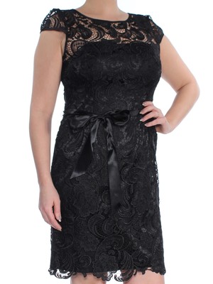 

ADRIANNA PAPELL Женское черное коктейльное платье-футляр выше колена с коротким рукавом, Черный