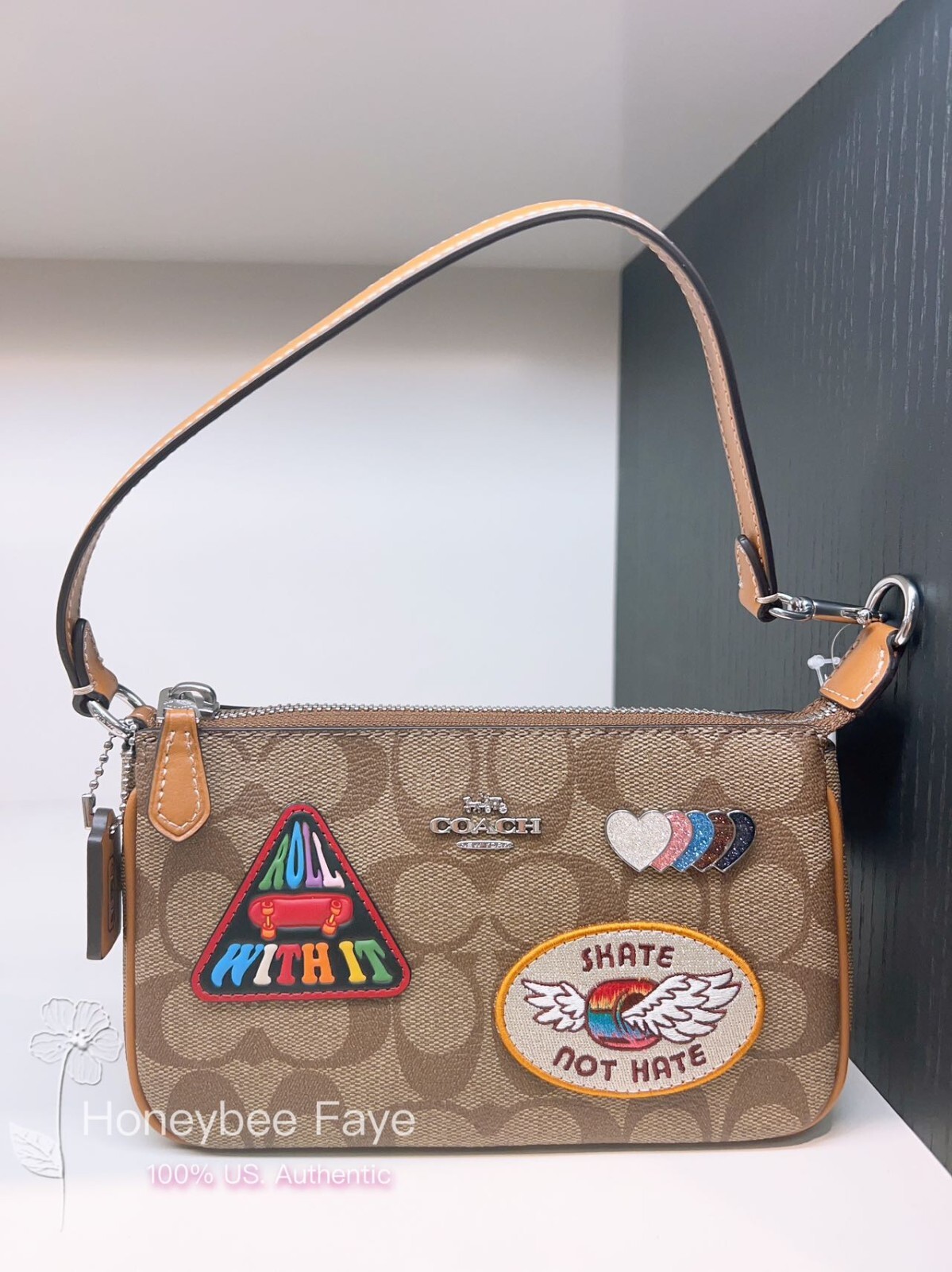 NWT Coach Nolita 19 In Signature Canvas With Patches CK383