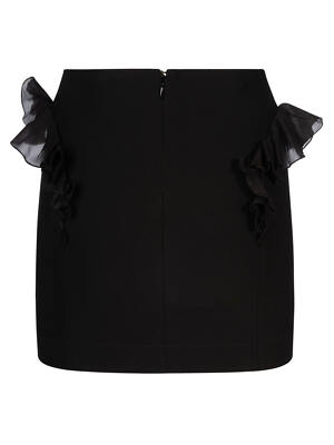Pre-owned Nensi Dojaka Frilled Inserts Mini Skirt In Black