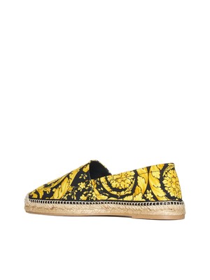 Pre-owned Versace Espadrilles With Baroque Print In Black