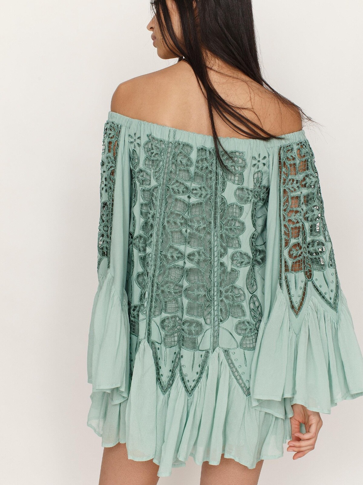 Pre-owned Free People Daisy Cutwork Mini Dress Size Xs Msrp: $398 In Green