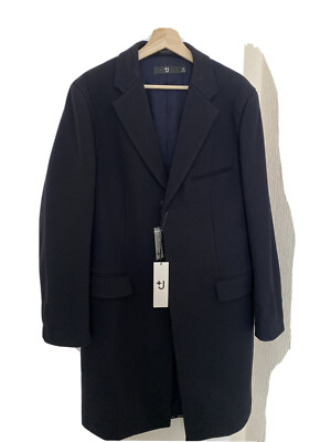 *VERY RARE* *NEVER WORN*UNIQLO X JIL SANDER +J CHESTERFIELD PEA COAT SIZE MEDIUM