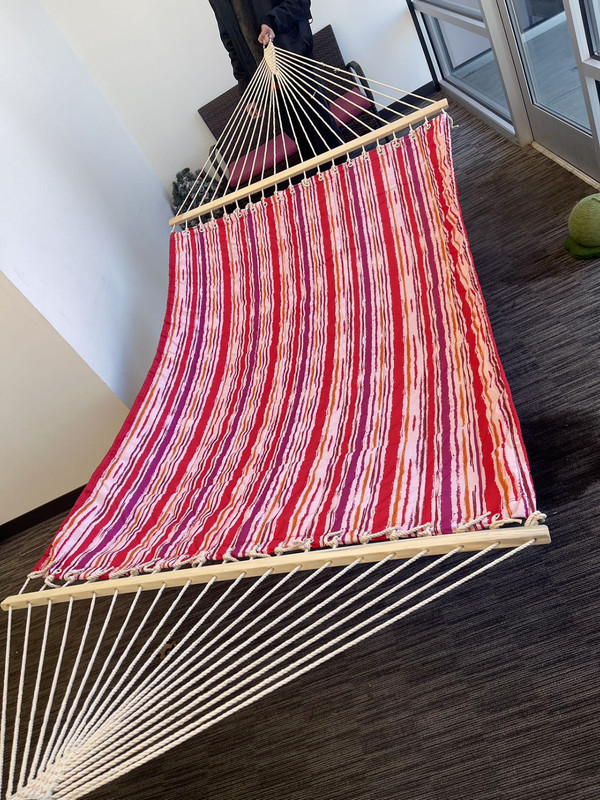 2-Person Cotton Rope Hammock with Spreader Bars for Outside Patio