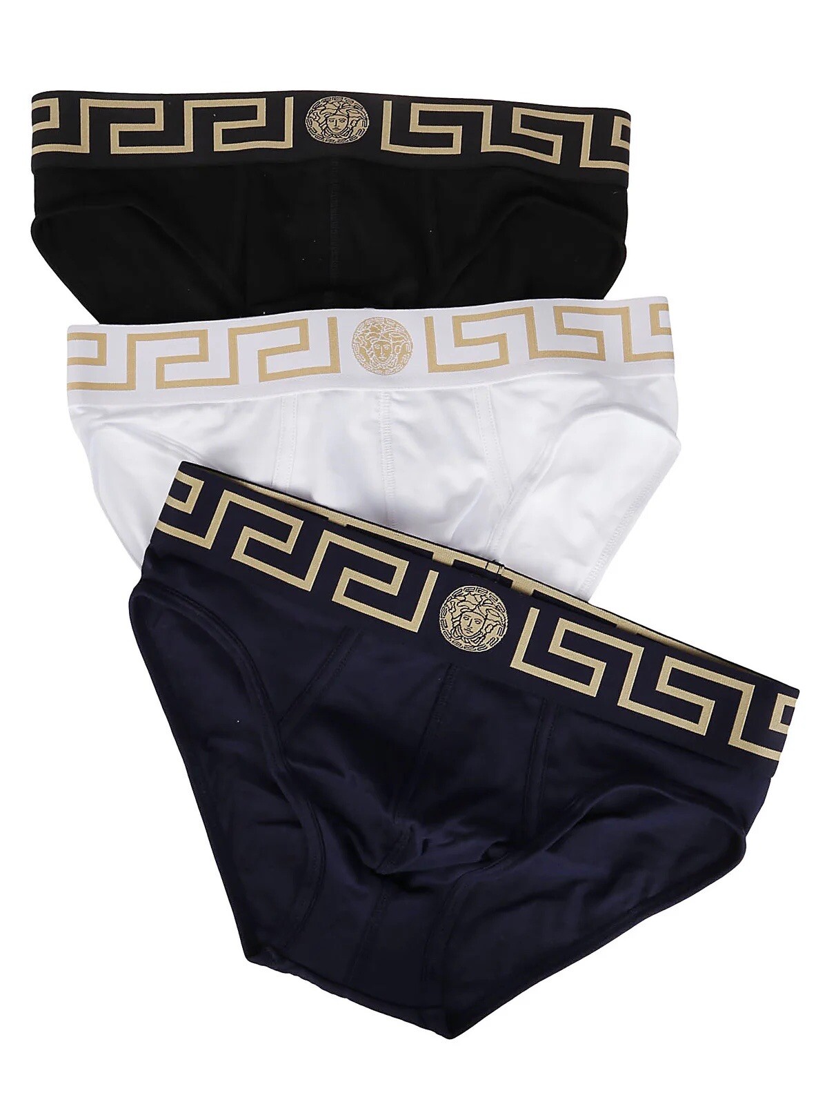 NIB Versace Mens 3-Pack Greca Border Brief underwear White