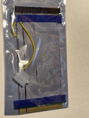 PCI-E 16X to 16X Riser Card Adapter Converter Extender Ribbon Cable+ Molex Cable