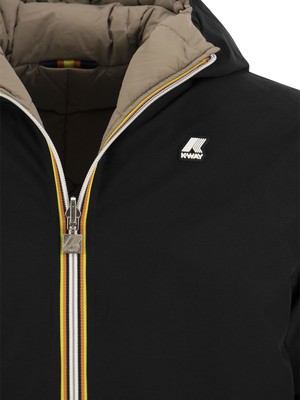Pre-owned Kway K-way Jack - Reversible Hooded Down Jacket In Black/beige