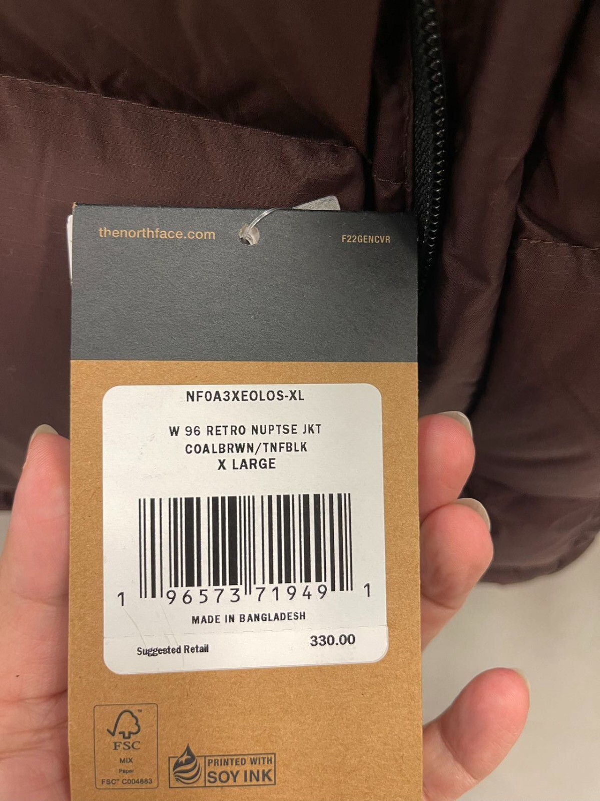 THE NORTH FACE WOMENS/ THE NORTH FACE 1996 RETRO NUPTSE JACKET 700 DOWN-COALBRWN