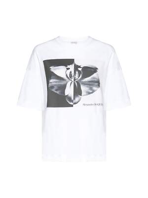 Pre-owned Alexander Mcqueen Photographic Orchid T-shirt In White