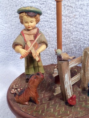 ANRI Swiss Thoren's Wooden Rotating Music Box Plays ARRIVEDERCI ROMA  10.5