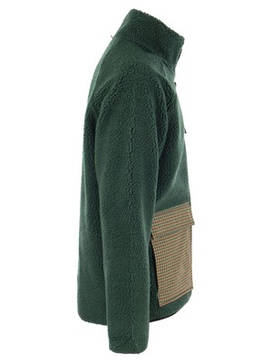 Pre-owned Mc2 Saint Barth Sherpa Jacket With Plaid Patch Pockets In Green