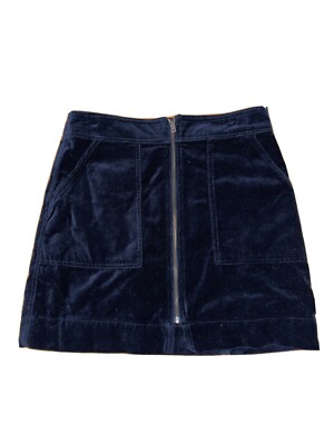 NWOT Marine Layer  Mallory  Velvet Mini Skirt Black Zip Front Pockets Sz 6