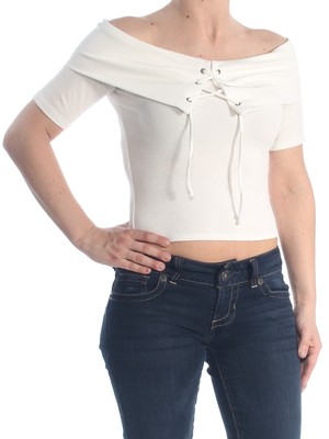 

Женский укороченный топ SAGE цвета слоновой кости с открытыми плечами, Цвет слоновой кости