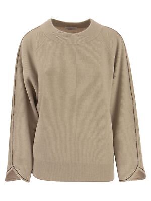 Pre-owned Brunello Cucinelli Cashmere Sweater With Monile In Beige