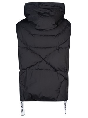 Pre-owned Khrisjoy Logo Zip Hooded Gilet In Black