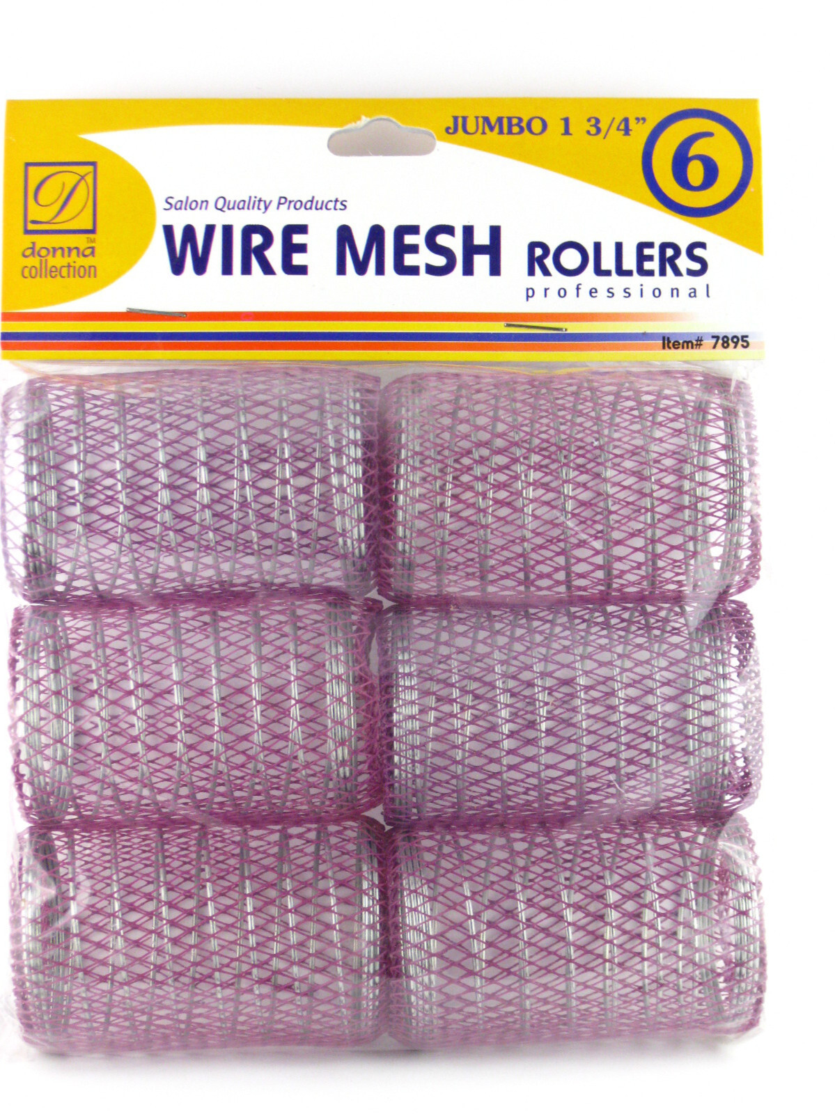 DONNA 1-3/4" JUMBO WIRE MESH HAIR ROLLERS - 6 PCS. (7895)