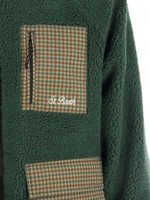 Pre-owned Mc2 Saint Barth Sherpa Jacket With Plaid Patch Pockets In Green