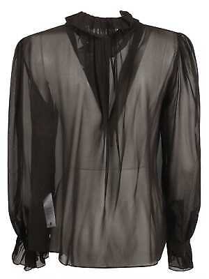 Pre-owned Frame Ruffle Front Button Up Shirt In Brown