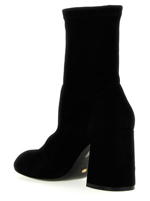 Pre-owned Stuart Weitzman Flare Block Ankle Boots In Black