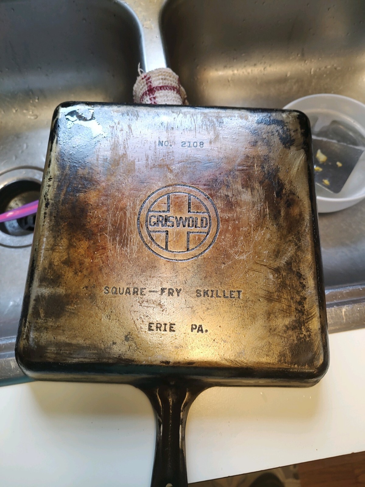 Griswold Cast Iron Square-Fry Skillet #2108 | eBay Griswold Cast Iron Square-Fry Skillet #2108 | eBay