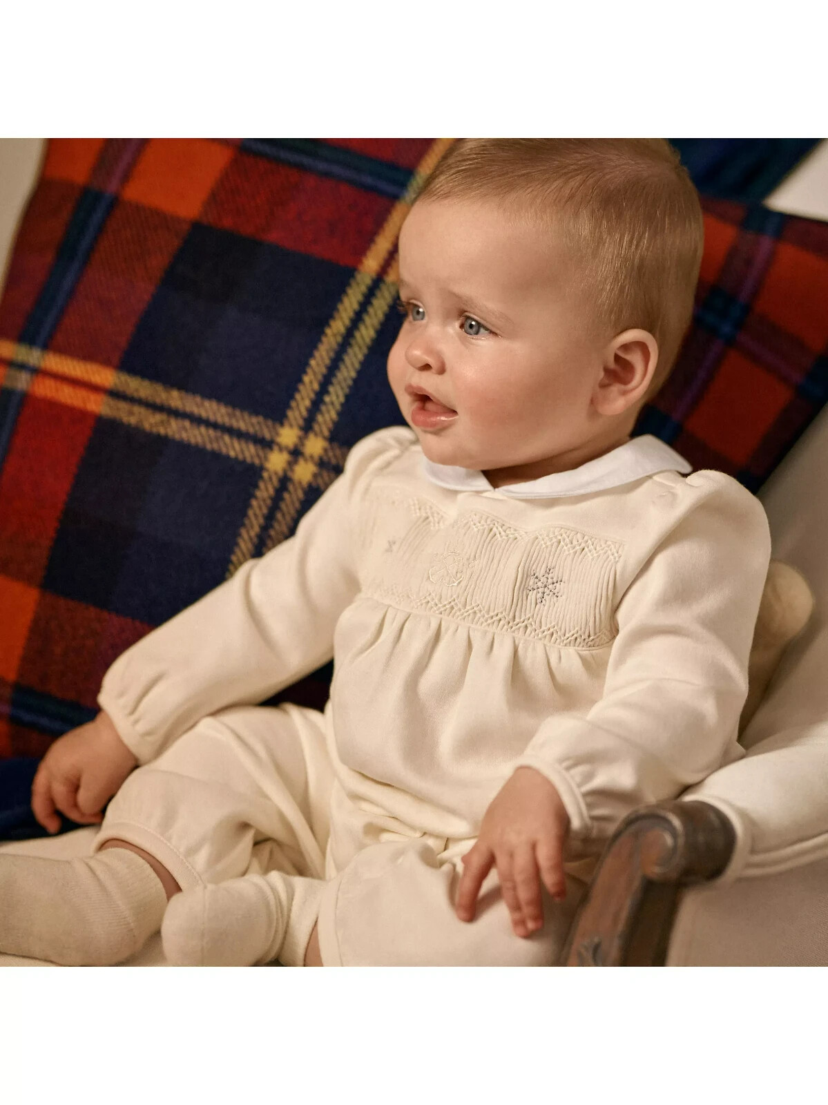 Ralph Lauren Snowflake Smocked Coveralls Baby Girl's 6M White Button Back L/S - Picture 1 of 19