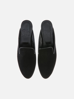 Pre-owned Made In Italy Cb  Suede Flats Ravello In Black