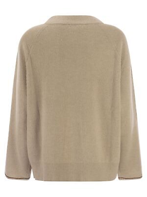 Pre-owned Brunello Cucinelli Cashmere Sweater With Monile In Beige