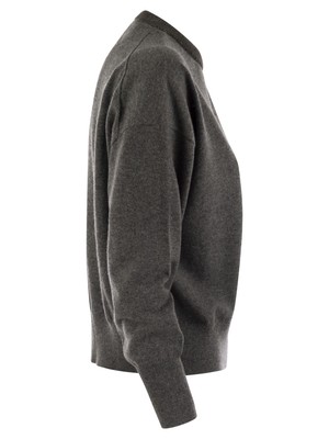 Pre-owned Brunello Cucinelli Cashmere Sweater With Necklace In Gray