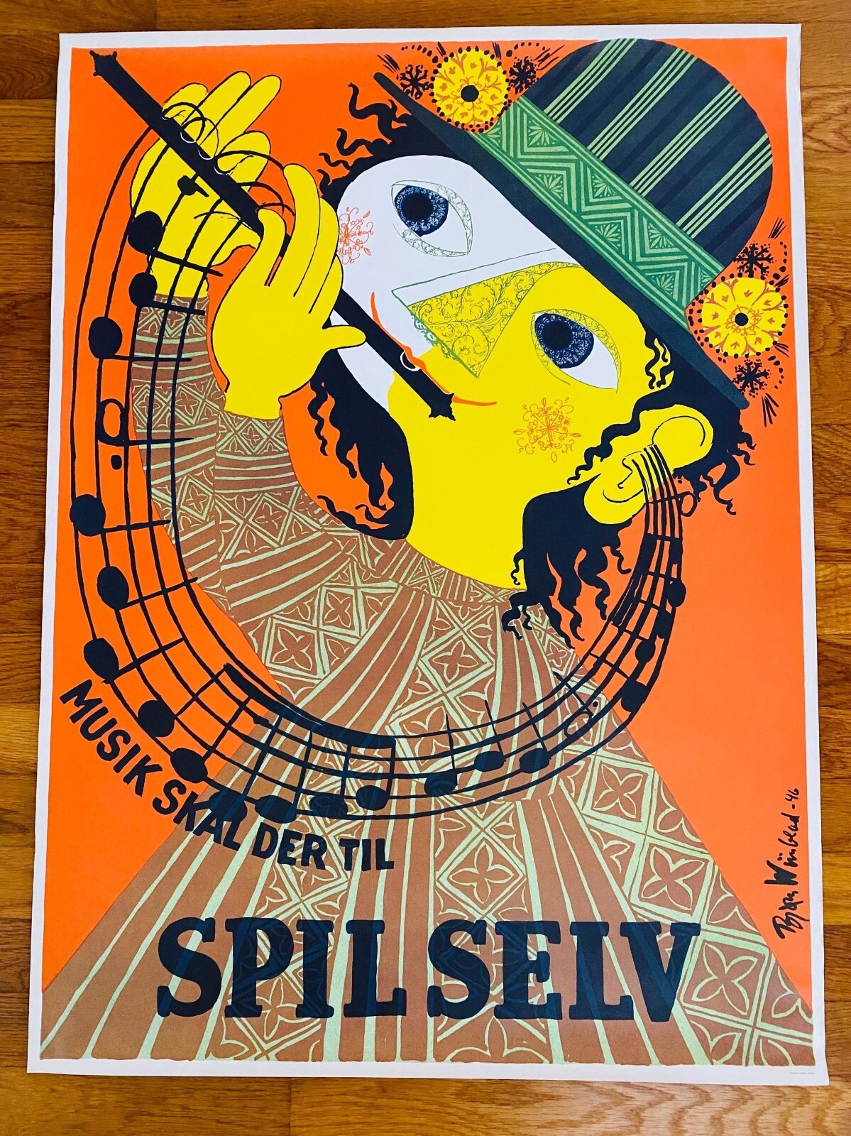 Bjørn Wiinblad Spil Selv, Musik Skal Der Til, 1946 Vintage Poster
