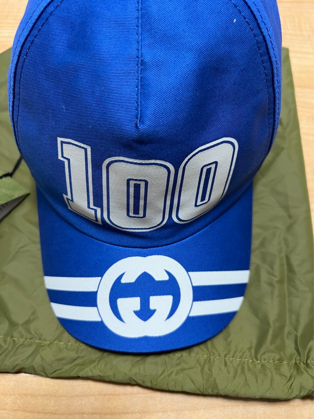Gucci★素敵！GG Logo Baseball Cap hat  Blue GUCCI 100th Anniversary Limited Baseball Cap Blue & White XL