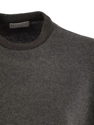 Pre-owned Brunello Cucinelli Cashmere Sweater With Necklace In Gray