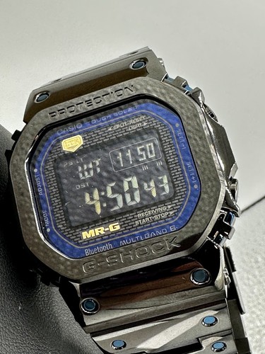 Casio G-Shock MR-G MRG-B5000BA-1DR Black DLC Titanium Blue ION Plated Bracelet