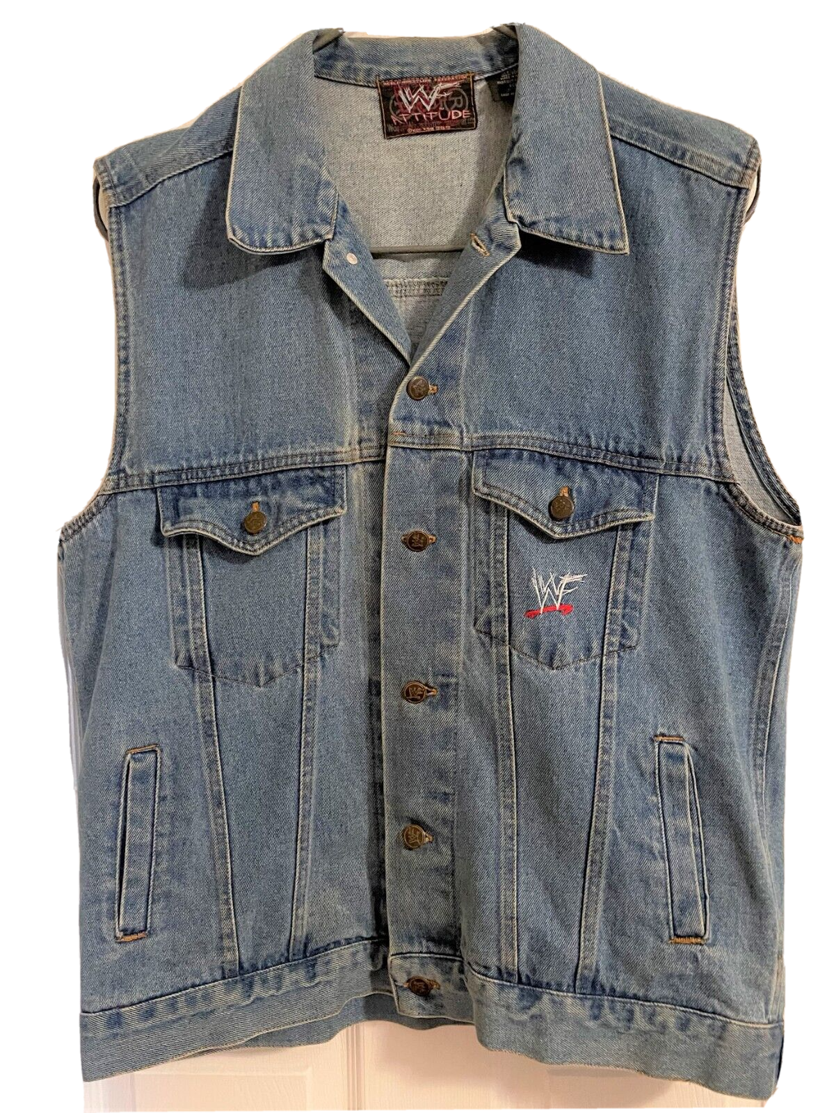Vintage stone cold Steve austin denim vest blue Rare WWF
