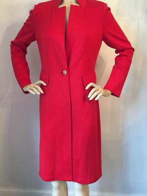 Pre-owned St. John's Bay St John Knit Size 6 Topper Venetian Red Milano Knit Coat
