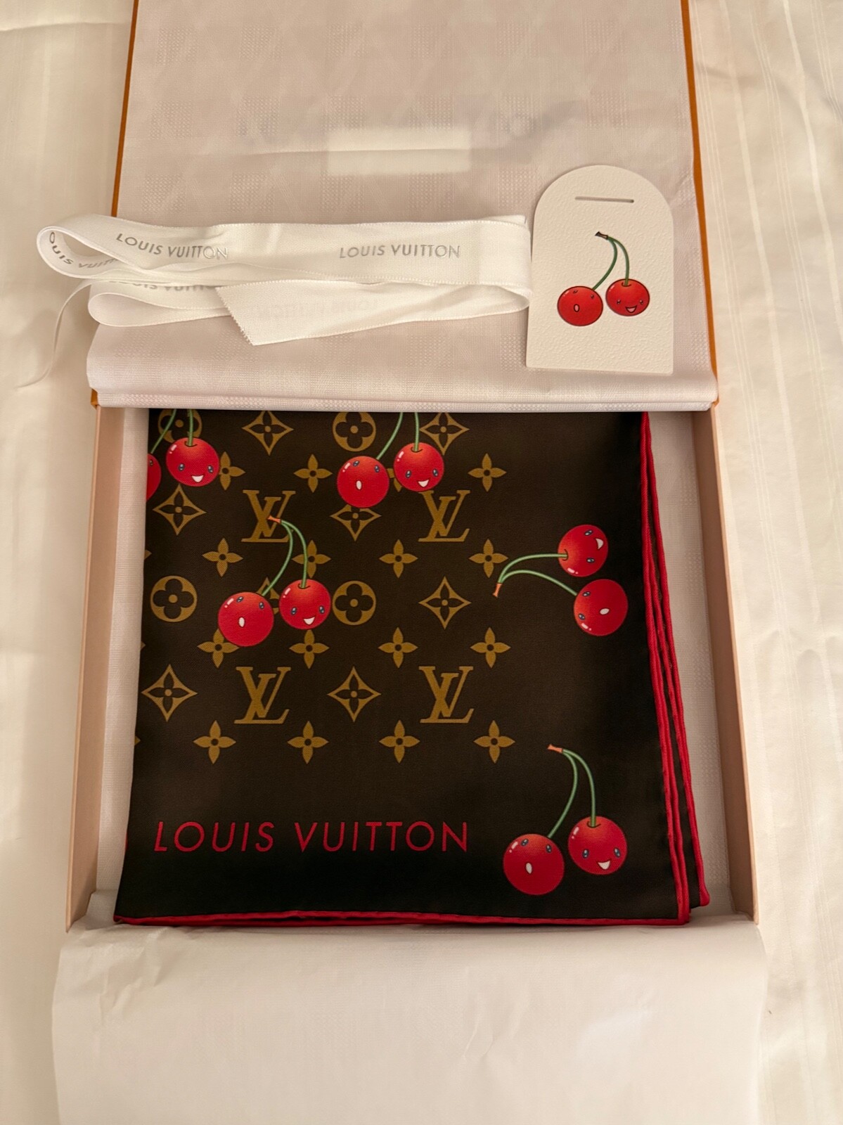 Louis Vuitton Takashi Murakami Cherry Cerise Square 90 Brown